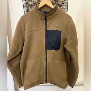 Columbia Men's Rugged Ridge Sherpa Fleece Jacket Full Zip Brown size medium